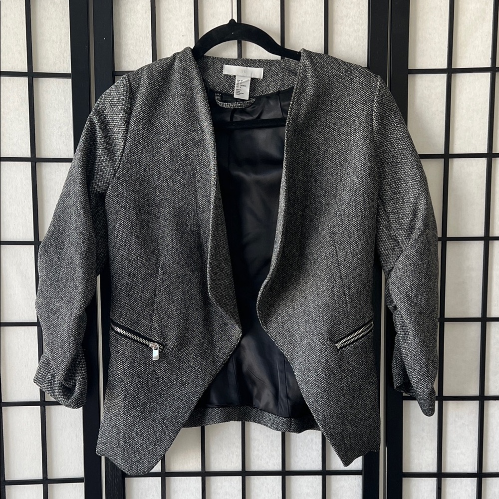 H&M Charcoal Blazer with Zipper Accents